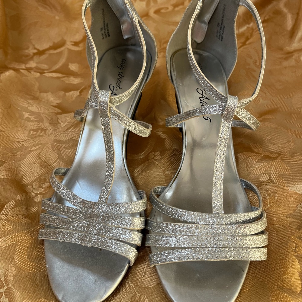 Elegant Silver Strappy Heels